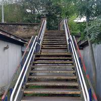 Leave the station from Platform 1 either via the stairs or, for step-free access, via the car park to reach the A626 (Brabyns Brow).