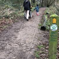 The path gets muddy and in winter we decided to turn back as we didn’t want the wheels to get stuck in the mud.